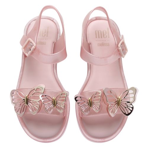 Kids Pink Glitter Mar Sandal Butterfly Sandals (12-2) 58835 by Mini Melissa from Hurleys
