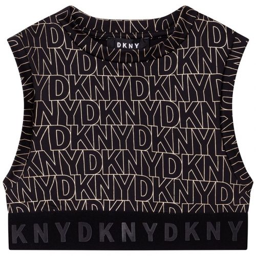 Girls Black Logo Print Crop Top 104511 by DKNY from Hurleys