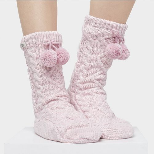 Womens Seashell Pink Pom Pom Fleece Lined Socks 94376 by UGG from Hurleys