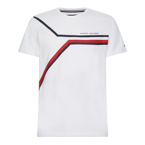 Mens White Split Chest Stripe S/s T Shirt 89927 by Tommy Hilfiger from Hurleys