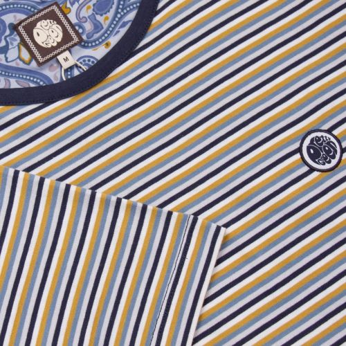 Mens Navy Feeder Stripe S/s T Shirt 26268 by Pretty Green from Hurleys