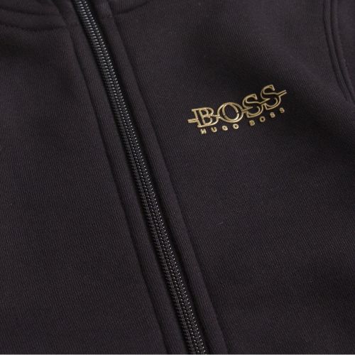 Boys Black/Gold Branded Hooded Zip Through Sweat Top 45635 by BOSS from Hurleys