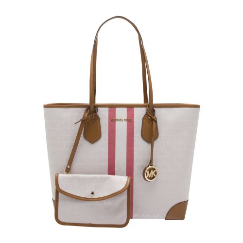 Womens Vanilla/Coral Eva Stripe Canvas Large Tote Bag 43237 by Michael Kors from Hurleys