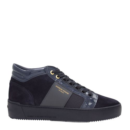 Mens Navy Patent Suede Propulsion Mid Geo Trainers 79571 by Android Homme from Hurleys