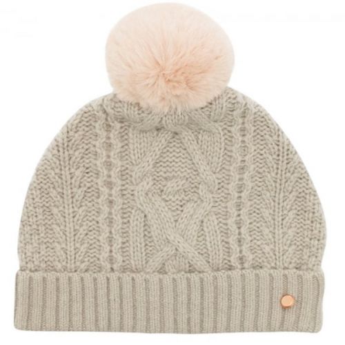 Womens Light Grey Kyliee Cable Knit Bobble Hat 18628 by Ted Baker from Hurleys