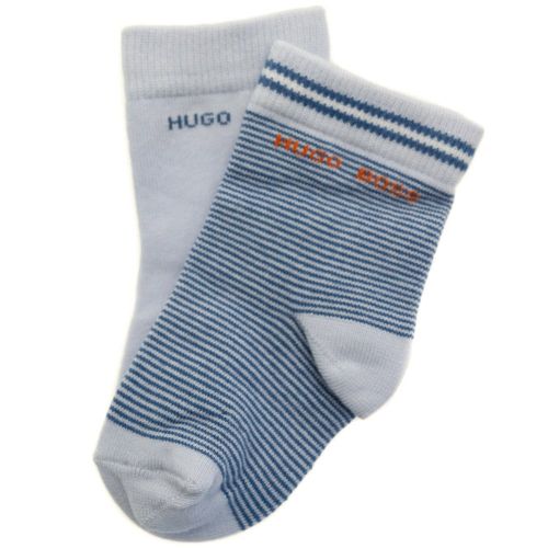 Baby Pale Blue 2 Pack Branded Socks (17-25) 65372 by BOSS from Hurleys