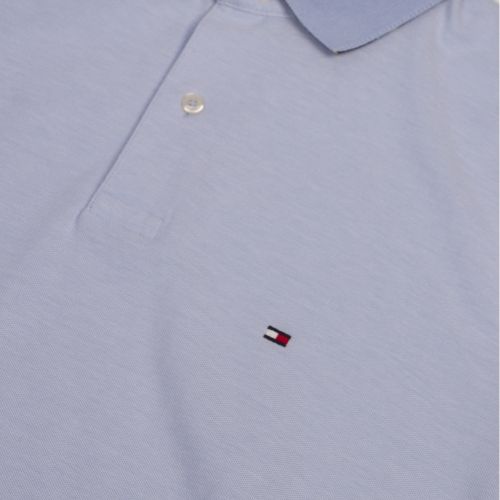 Mens Chambray Blue Under Collar Print Regular Fit S/s Polo Shirt 44152 by Tommy Hilfiger from Hurleys