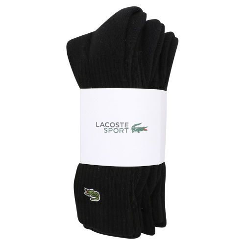 Mens Black 3 Pack Sport Socks 104062 by Lacoste from Hurleys