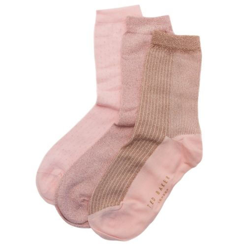 Womens Nude Pink Glintee 3 Pack Socks 63271 by Ted Baker from Hurleys