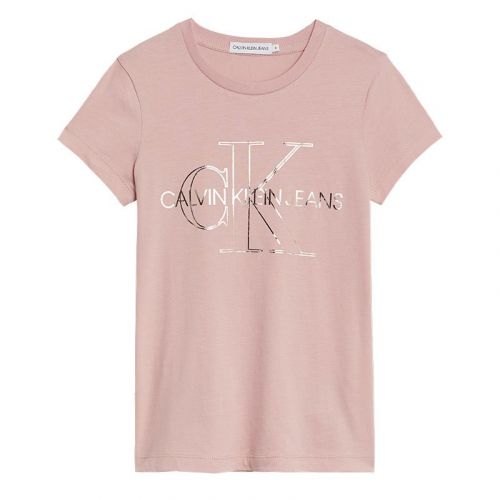 Girls Delicate Rose Monogram Outline Slim S/s T Shirt 99141 by Calvin Klein from Hurleys