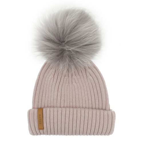 Womens Powder/Mid Grey Wool Hat with Pom 47586 by BKLYN from Hurleys