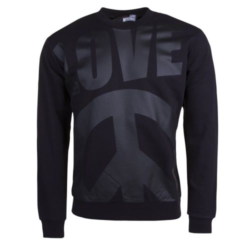 Mens Black Tonal Love Sweat Top 17894 by Love Moschino from Hurleys