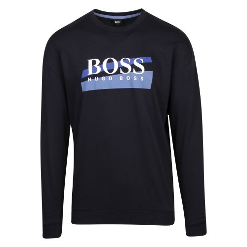 Mens Dark Blue Abstract Stripe Sweat Top 45254 by BOSS from Hurleys