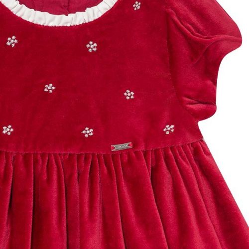 Infant Raspberry Embroidered Velvet Dress 94016 by Mayoral from Hurleys