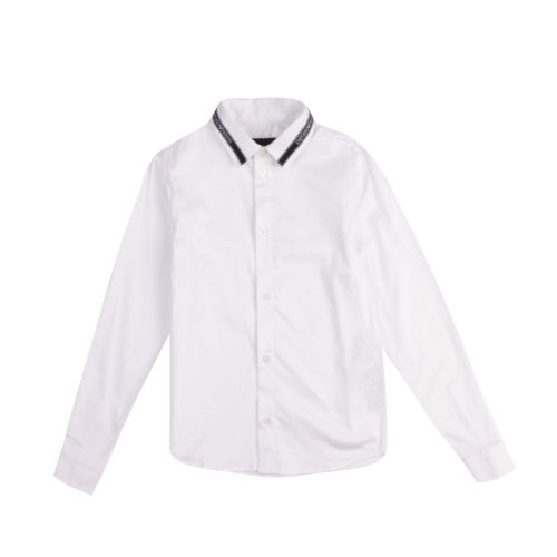 Boys White Logo Tape Collar L/s Shirt 77543 by Emporio Armani from Hurleys