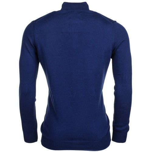 Mens Navy Quarter Zip Merino Knitted Jumper 64912 by Lyle and Scott from Hurleys