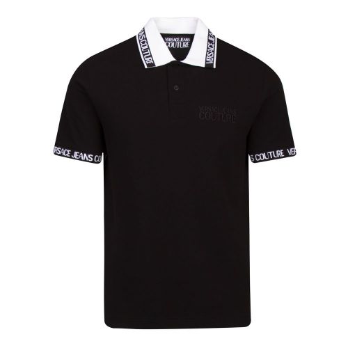 Mens Black Jacquard Logo Collar S/s Polo Shirt 91908 by Versace Jeans Couture from Hurleys