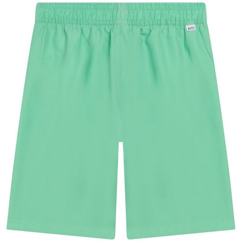 Boys Green Branded Leg Swim Shorts 104599 by BOSS from Hurleys