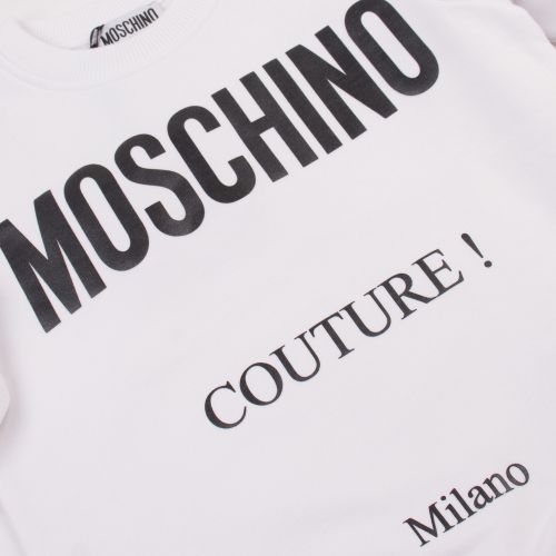 Boys Optical White Branded Crew Sweat Top 47368 by Moschino from Hurleys