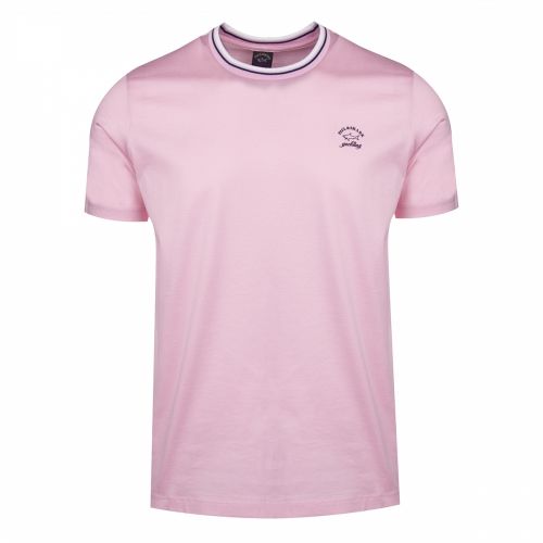 Mens Pale Pink Tipped Crew Neck Custom Fit S/s T Shirt 36765 by Paul And Shark from Hurleys
