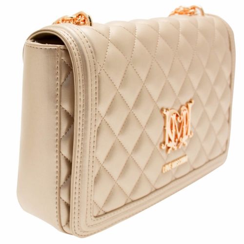 Womens Rose Gold Quilted Logo Shoulder Bag 17985 by Love Moschino from Hurleys