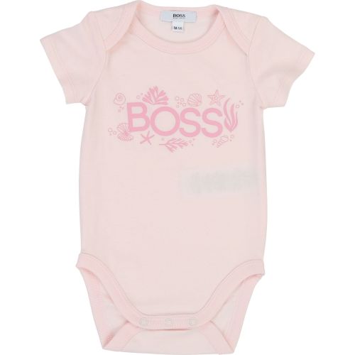Baby Pale Pink/White Branded 2 Pack Bodysuits 38194 by BOSS from Hurleys