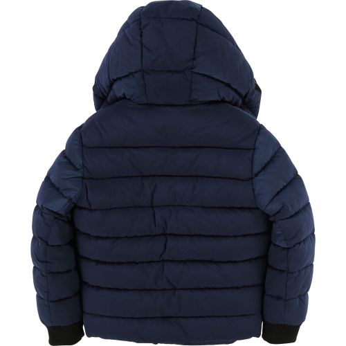 Little Mark Jacobs Boys Navy Padded Logo Trim Hooded Coat 28540 by Marc Jacobs from Hurleys