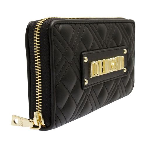 Womens Black Diamond Quilted Zip Around Purse 82239 by Love Moschino from Hurleys