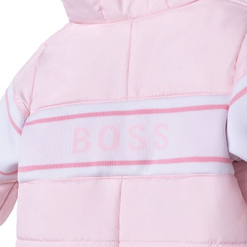 Baby Pale Pink Branded Snowsuit 93297 by BOSS from Hurleys
