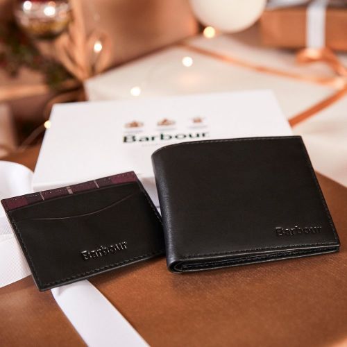 Mens Black Wallet & Card Holder Gift Set 93775 by Barbour from Hurleys