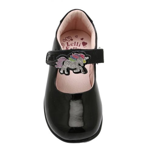 Girls Black Patent Blossom 2 Loop Unicorn G Fit Shoes (25-35) 94686 by Lelli Kelly from Hurleys