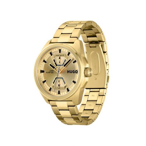 Mens Gold Expose Bracelet Strap Watch