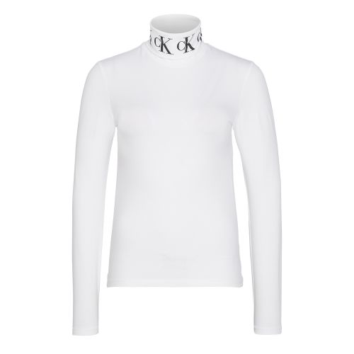 Womens Bright White Monogram Tape Roll Neck L/s T Shirt 49931 by Calvin Klein from Hurleys