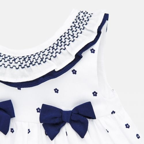 Baby Nautical White Woven Collar Bow Dress 58141 by Mayoral from Hurleys