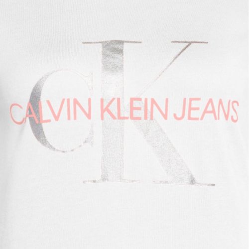 Womens Bright White Metallic Monogram Slim Fit S/s T Shirt 42931 by Calvin Klein from Hurleys