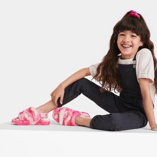 Kids Rose/Seashell Fluff Yeah Slide Marble (12-5) 98049 by UGG from Hurleys