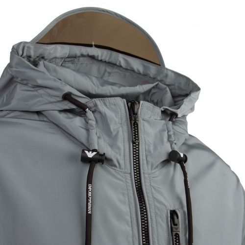 Mens Grey Branded Peak Hooded Jacket 55499 by Emporio Armani from Hurleys
