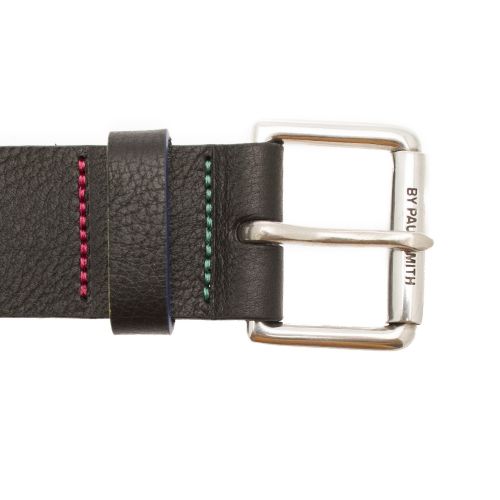 Mens Black Leather Stitch Belt 28707 by PS Paul Smith from Hurleys