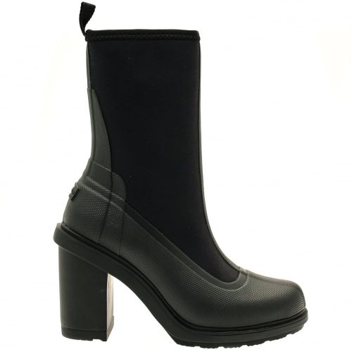 Womens Black High Heel Sock Wellington Boots 56574 by Hunter from Hurleys
