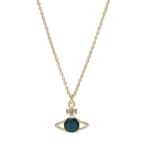 Womens Gold/Dark Turquoise Reina Pendant Necklace 76868 by Vivienne Westwood from Hurleys