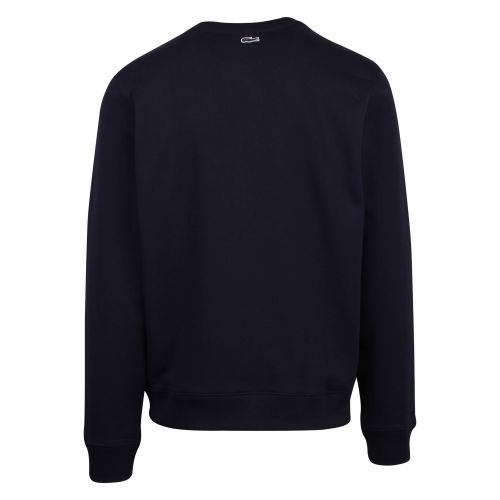 Mens Navy Blue Oversized Logo Crew Sweat Top 59327 by Lacoste from Hurleys