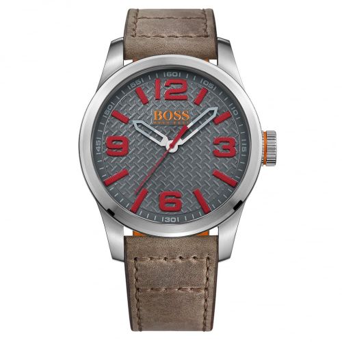 Watches Mens Grey Dial Paris Leather Strap Watch 49541 by BOSS Orange from Hurleys