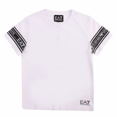 Boys White Train Graphic Tape Series S/s T Shirt 57361 by EA7 from Hurleys