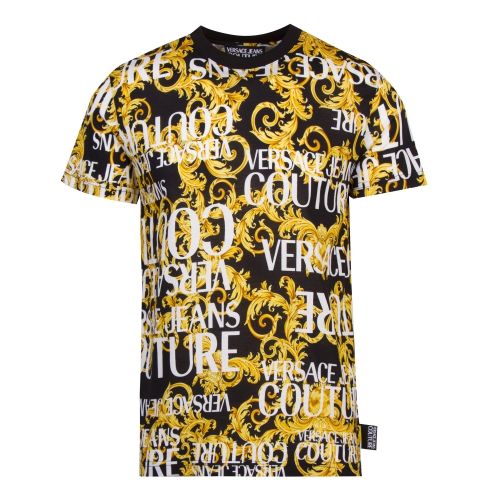Mens Black Baroque Logo Print Slim Fit S/s T Shirt 43660 by Versace Jeans Couture from Hurleys