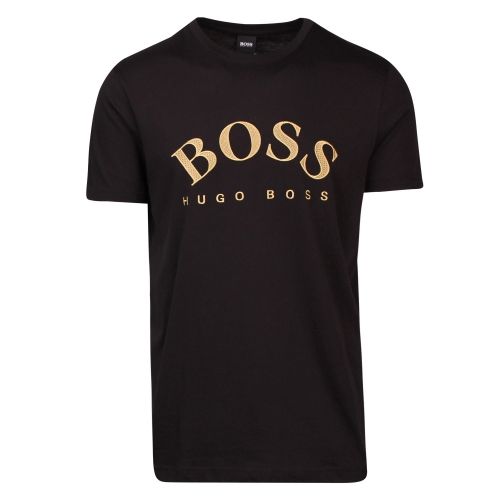 Athleisure Mens Black/Gold Tee 1 Curved Logo S/s T Shirt 45181 by BOSS from Hurleys