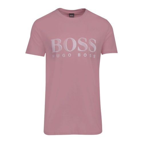 Mens Dusky Pink Beach Big Logo Regular Fit S/s T Shirt 88414 by BOSS from Hurleys