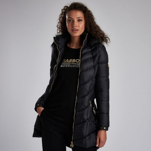 Womens Black Highpoint Hooded Quilted Coat 46647 by Barbour International from Hurleys