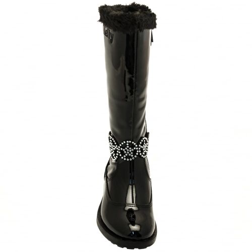 Girls Black Patent Ann Tall Strap Boots (26-35) 66514 by Lelli Kelly from Hurleys