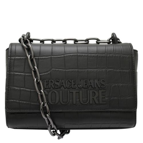 Womens Black Branded Croc Leather Shoulder Bag 51110 by Versace Jeans Couture from Hurleys