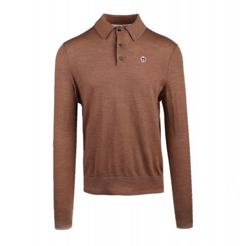 Mens Tan Wembley Knitted L/s Polo Shirt 98351 by Ted Baker from Hurleys
